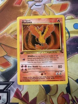 1st Edition Moltres 27/62 Fossil Set Rare Vintage 1999 Pokemon Card - NM - Image 1