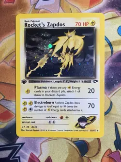 ROCKET’S ZAPDOS Pokemon Card - WOTC - 1st Edition - Gym Challenge 15/132 NM / LP - Image 1