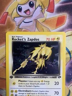 ROCKET’S ZAPDOS Pokemon Card - WOTC - 1st Edition - Gym Challenge 15/132 NM / LP - Image 2