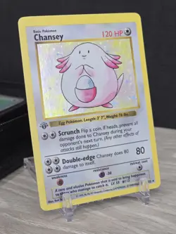 Pokemon Card TCG 1st Edition Chansey 003/102 Base Set (Shadowless) Holo Vintage - Image 1