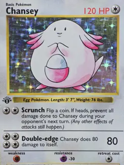 Pokemon Card TCG 1st Edition Chansey 003/102 Base Set (Shadowless) Holo Vintage - Image 5