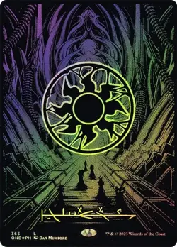 Plains (Phyrexian) - Full Art (Oil Slick Raised Foil) Phyrexia: All Will Be One - Image 1