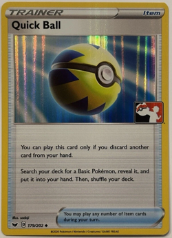 Quick Ball 179/202 Pokemon Prize Pack Line Holo Sword & Sheild base variant E - Image 1