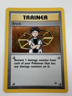 Pokemon TCG WOTC Holo Trainer Card #15/132 Brock Gym Heroes Unlimited Rare LP - Image 1