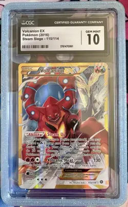2016 CGC 10 POKEMON XY STEAM SIEGE FULL ART SECRET RARE VOLCANION EX POP 23 - Image 1