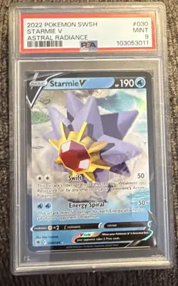 2022 POKEMON SWORD & SHIELD ASTRAL RADIANCE #030 STARMIE V ASTRAL RADIANCE PSA 9 - Image 1