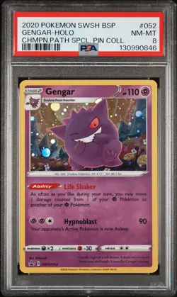2020 POKEMON SWSH BLACK STAR PROMO #052 GENGAR-HOLO PSA 8 - Image 1