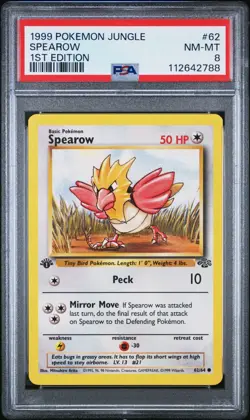 SPEAROW 1999 Pokemon Jungle 1st Edition #62 PSA 8 - Image 1