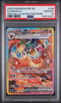 2025 Pokemon Prismatic Evolutions Flareon EX #146 SIR PSA 10 GEM MINT - Image 1