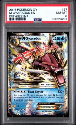 2016 Pokemon XY Breakpoint Mega Gyarados EX 27/122 #27 PSA 8 - Image 1