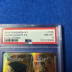 2016 POKEMON XY EVOLUTIONS #106 FULL ART/DRAGONITE EX PSA 8 - Image 2
