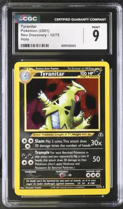 CGC 9 MINT Tyranitar 2001 Neo Discovery 12/75 Holo Pokemon Card - Image 1