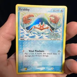 Krabby 54/100 Reverse Holo EX Crystal Guardians Pokemon Card Stamped - Image 2