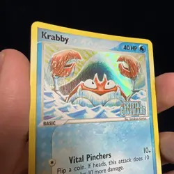 Krabby 54/100 Reverse Holo EX Crystal Guardians Pokemon Card Stamped - Image 4