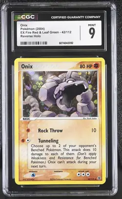 CGC 9 MINT Onix 2004 EX Fire Red & Leaf Green 42/112 Reverse Holo Pokemon Card - Image 1