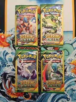 Pokemon XY Roaring Skies 3 Card Mini Booster Packs Complete Art Set Lot of 4 - Image 1