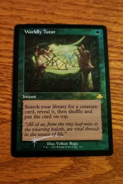 MTG Worldly Tutor Dominaria Remastered Retro Frame Foil M/NM - Image 1