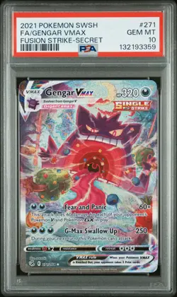 2021 POKEMON SWORD & SHIELD FUSION STRIKE SECRET FULL ART/GENGAR VMAX PSA 10 - Image 1