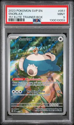 2023 POKEMON SVP EN-SV BLACK STAR PROMO 151 ELITE TRAINER BOX #051 SNORLAX PSA 9 - Image 1