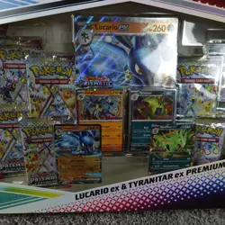 Pokemon TCG Prismatic Evolutions Lucario Ex + Tyranitar Ex Premium Collection X2 - Image 2