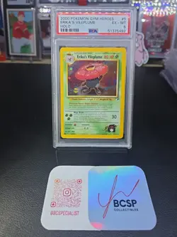 PSA 6 Graded Pokemon Erika's Vileplume Gym Heroes 5/132 Orb Holo Rare - Image 3