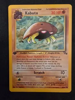 Pokemon TCG 1st Edition Kabuto Fossil 50/62 Regular 1999-2000 Wizards Base Set - Image 1