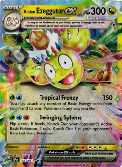 Pokemon TCG Alolan Exeggutor EX 133/191SV08: Surging Sparks Holo Double Rare NM - Image 1