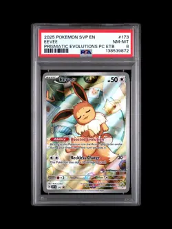 Pokemon Center ETB Promo 2025 SVP Prismatic Evolutions Eevee #173 PSA 8 - Image 1