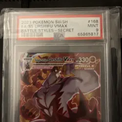 2021 Pokemon SWSH FA/SS Urshifu VMAX Battle styles Secret PSA 9 Mint # 168 - Image 2