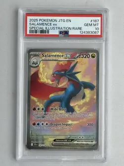 2025 POKEMON JOURNEY TOGETHER SPECIAL ILLUSTRATION RARE #187 SALAMENCE EX PSA 10 - Image 1