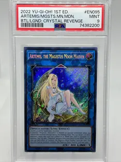 2022 YuGiOh ARTEMIS, THE MAGISTUS MOON MAIDEN #BLCR-EN095 SECRET RARE PSA 9 - Image 1