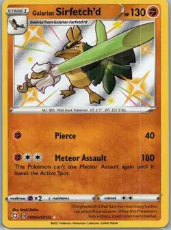 2021 Pokemon Card Galarian Sirfetch'd SV064/SV122 Shiny Holo Rare Shining Fates - Image 1
