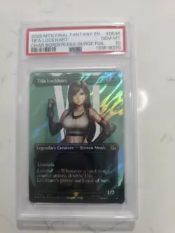 2025 MTG FINAL FANTASY CHARACTER BORDERLESS-SURGE FOIL TIFA LOCKHART PSA 10 - Image 3
