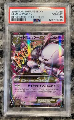 2015 Pokemon M Mewtwo EX XY Red Flash 1st Edition Japanese Holo #028 PSA 10 - Image 1