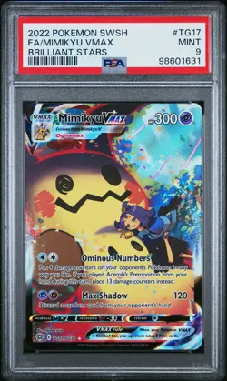 2022 Pokemon Sword & Shield Brilliant Stars Mimikyu VMAX PSA 9 #TG17/TG30 - Image 1