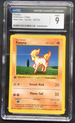 Base Set 1st Edition Common: Ponyta 60/102 CGC 9 WOTC VINTAGE POKEMON - Image 1