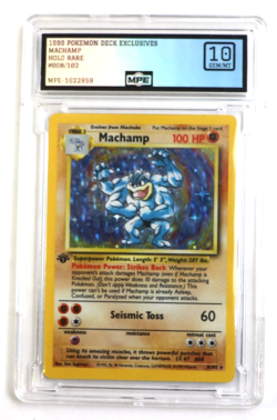 1999 POKEMON SET 1ST EDITION #8/102 MACHAMP HOLO MPE 10 GEM/MINT - Image 1