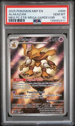 2025 POKEMON MEGA EVOLUTION POKEMON CENTER ETB PROMO #009 ALAKAZAM PSA 10 🔥 - Image 1