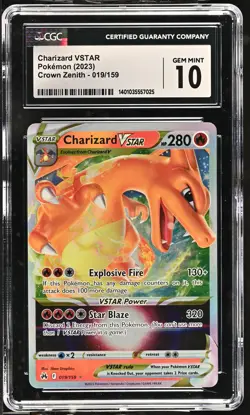Pokemon GRADED Charizard VSTAR 019/159 Crown Zenith GM 10 CGC - Image 1