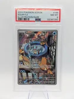 Pokemon Stellar Crown Squirtle #148 Illustration Rare PSA 8 - Image 1