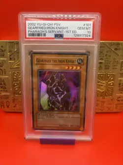 2002 GEARFRIED THE IRON KNIGHT PHAROAH'S SERVANT PSV PSA 10 GEM MINT #101 YUGIOH - Image 1