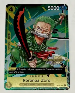 Roronoa Zoro (CS 2024 Event Pack) P-042 One Piece Promo Card Foil Gold Stamped - Image 1