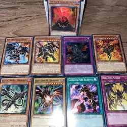Vintage Yu-Gi-Oh 9 Card Lot Featuring Red Eyes B. Dragon - Image 4