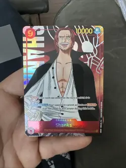 One Piece CCG Shanks OP01-120 Secret Rare English Card Near Mint Condition - Image 1