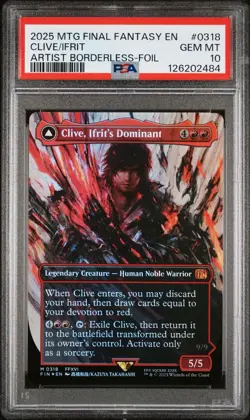 PSA 10 ~ CLIVE, IFRIT'S DOMINANT IFRIT WARDEN INFERNO 318 FOIL MTG Final Fantasy - Image 2