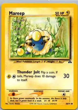 Mareep 58/75 Common Neo Discovery Pokemon Moderately Played - Image 1