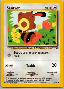 Sentret 63/75 Common Neo Discovery Pokemon Moderately Played - Image 1