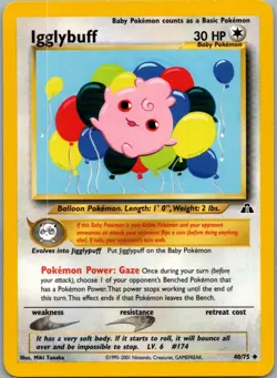 Igglybuff 40/75 Uncommon Neo Discovery Pokemon Lightly Played - Image 1