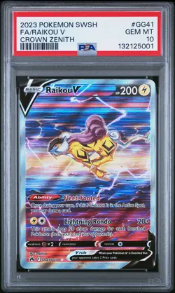 2023 POKEMON SWORD & SHIELD CROWN ZENITH #GG41 FULL ART/RAIKOU V PSA 10 - Image 1