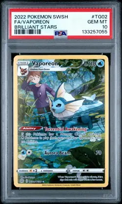 2022 Pokemon Sword & Shield Brilliant Stars #TG02 Vaporeon PSA 9 - Image 1